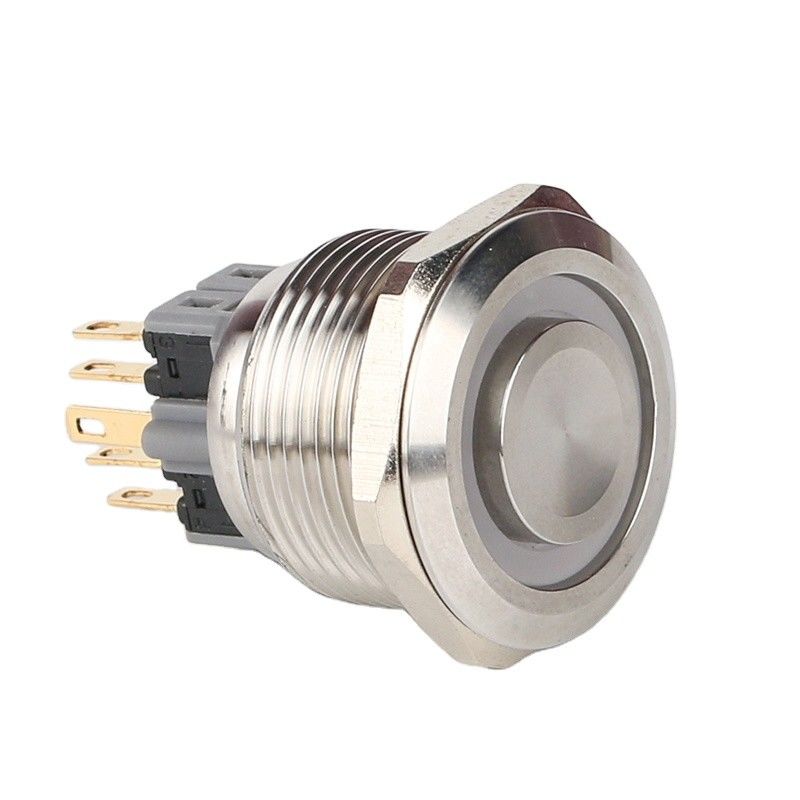 28mm 조명된 금속 푸시 버튼 스위치 라운드 500V 링 유형 LED