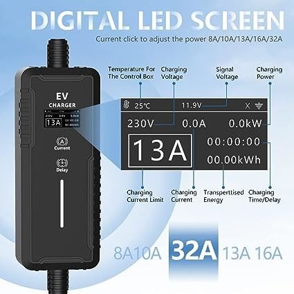 GBT 3.5KW 7KW IP65 컴팩트 휴대용 EV 충전기 기상 보호 및 전류 보호