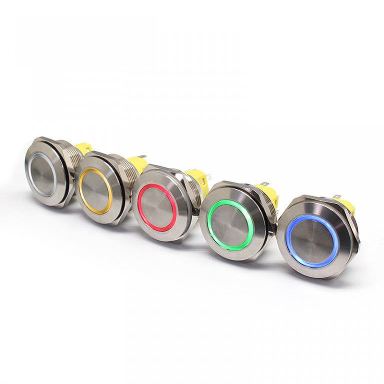 28mm 조명된 금속 푸시 버튼 스위치 라운드 500V 링 유형 LED