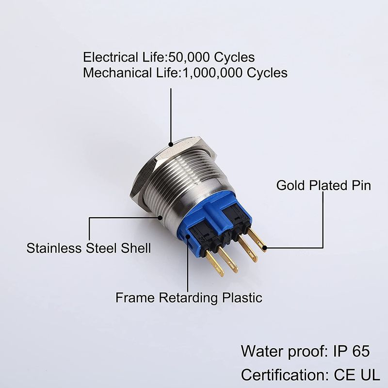 28mm 조명된 금속 푸시 버튼 스위치 라운드 500V 링 유형 LED