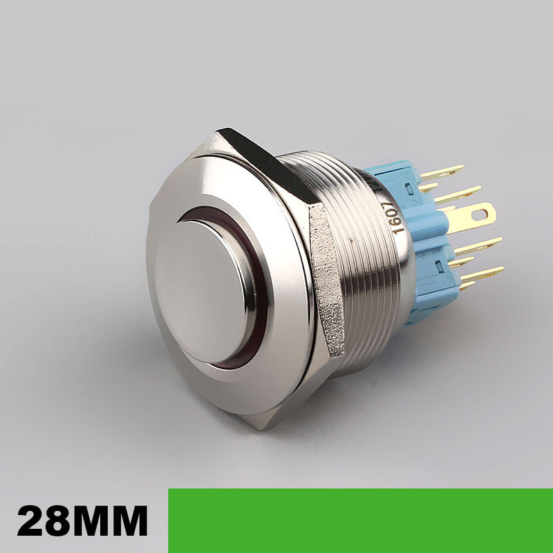 28mm 조명된 금속 푸시 버튼 스위치 라운드 500V 링 유형 LED