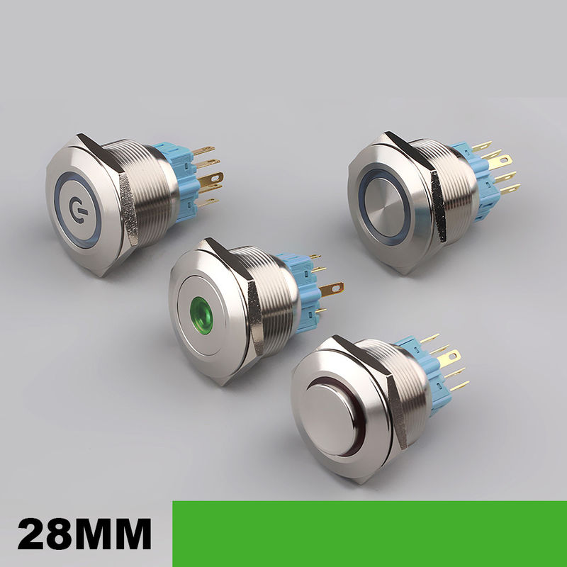 28mm 조명된 금속 푸시 버튼 스위치 라운드 500V 링 유형 LED