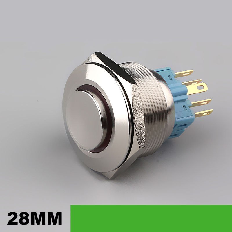 28mm 조명된 금속 푸시 버튼 스위치 라운드 500V 링 유형 LED