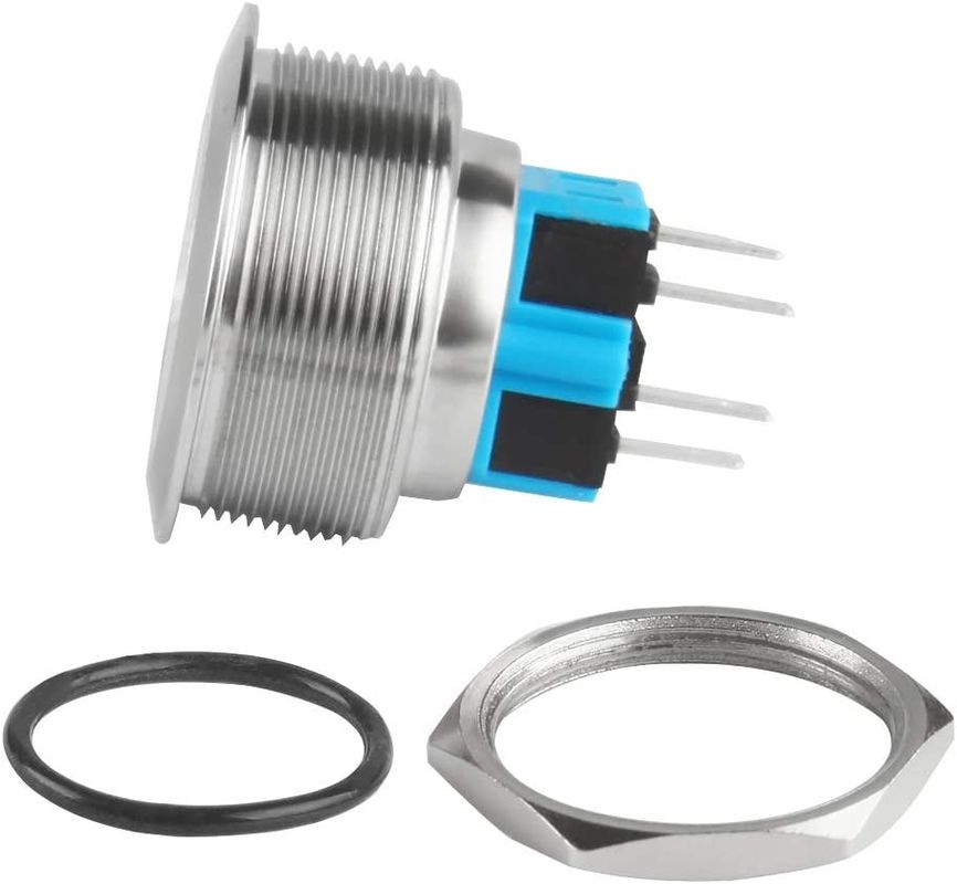 전원 켜기 끄기 금속 푸시 버튼 스위치 30mm 조명 링 유형 LED