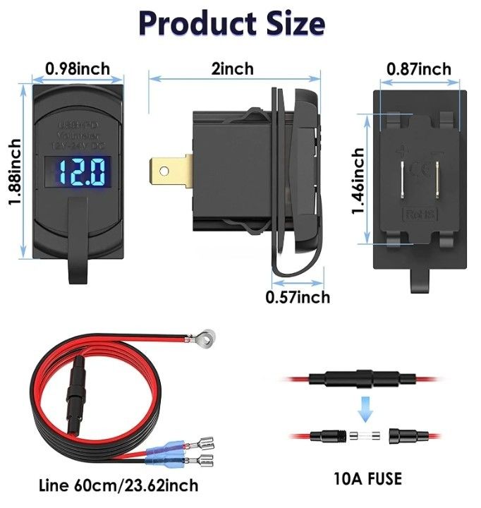 12v 24v USB 충전기 로커 스위치 빠른 충전 소켓 방수 빠른 듀얼 Pd Qc3.0 자동차용 보트
