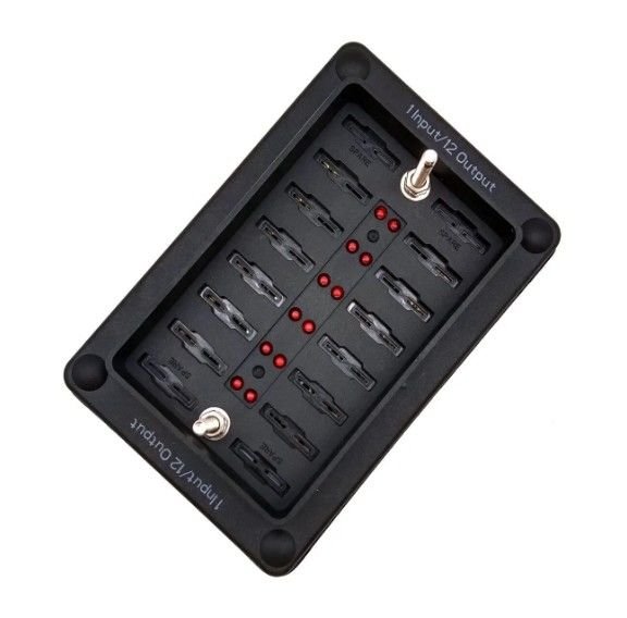 오토 ATO ATC 피지 박스 방수 12 회로 피지 홀더 스티커 라벨 12 인 12 아웃 버스