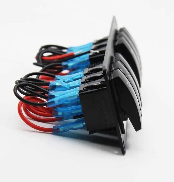 컬러 볼트미터 6 갱 DC12V 24V LED ON 오프 5 PIN 로커 스위치 패널