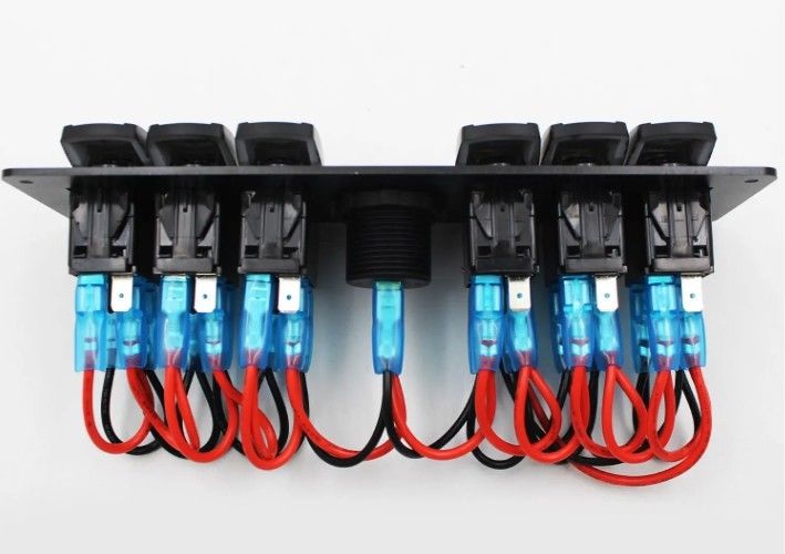 컬러 볼트미터 6 갱 DC12V 24V LED ON 오프 5 PIN 로커 스위치 패널