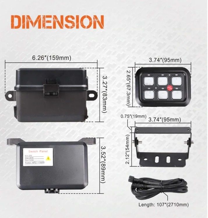 6 갱 12V LED 스위치 패널 RGB 키트 자동 디밍 가능한 APP와 함께 보편적인 라이트 바 컨트롤러