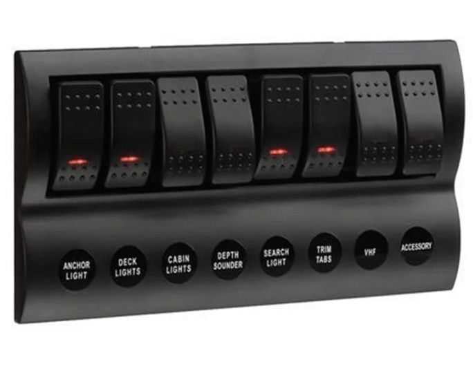 해양 보트 폭발 방지 스위치 패널 8 LED 표시기 로커 AUTO 피우스와 함께 갱