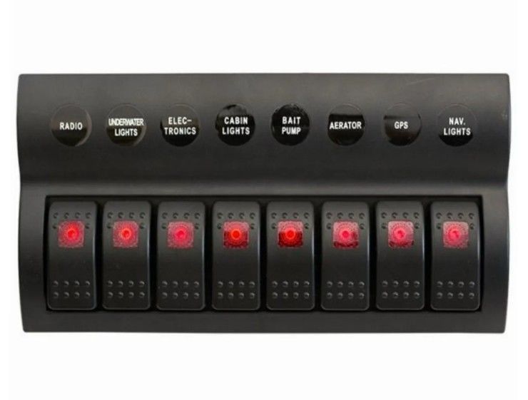 해양 보트 폭발 방지 스위치 패널 8 LED 표시기 로커 AUTO 피우스와 함께 갱