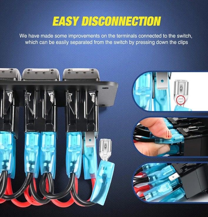 DC12V 24V 3 밴드 레드 LED 라이트 로커 스위치 패널 박스 차기 4.8A USB 충전기 밸트미터 자동차 해군 트럭 보트