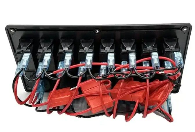 12V 8 Way Gang Rocker 스위치 패널 W / 50A 듀얼 앤더슨 플러그 액세서리 전원 소켓 & 듀얼 USB