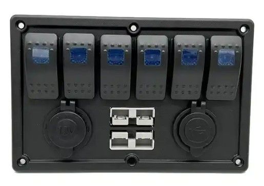 12V 8 Way Gang Rocker 스위치 패널 W / 50A 듀얼 앤더슨 플러그 액세서리 전원 소켓 & 듀얼 USB