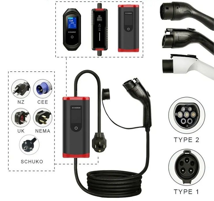 맞춤형 IP65 16A-40A 조정 가능한 SAE J1772 타입 1 휴대용 EV 자동차 충전기 휴대용 충전소