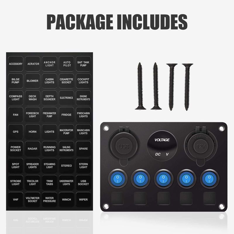 5 밴드 방수 로커 스위치 패널과 함께 두 개의 USB 슬롯 소켓과 함께 블루 LED 조명