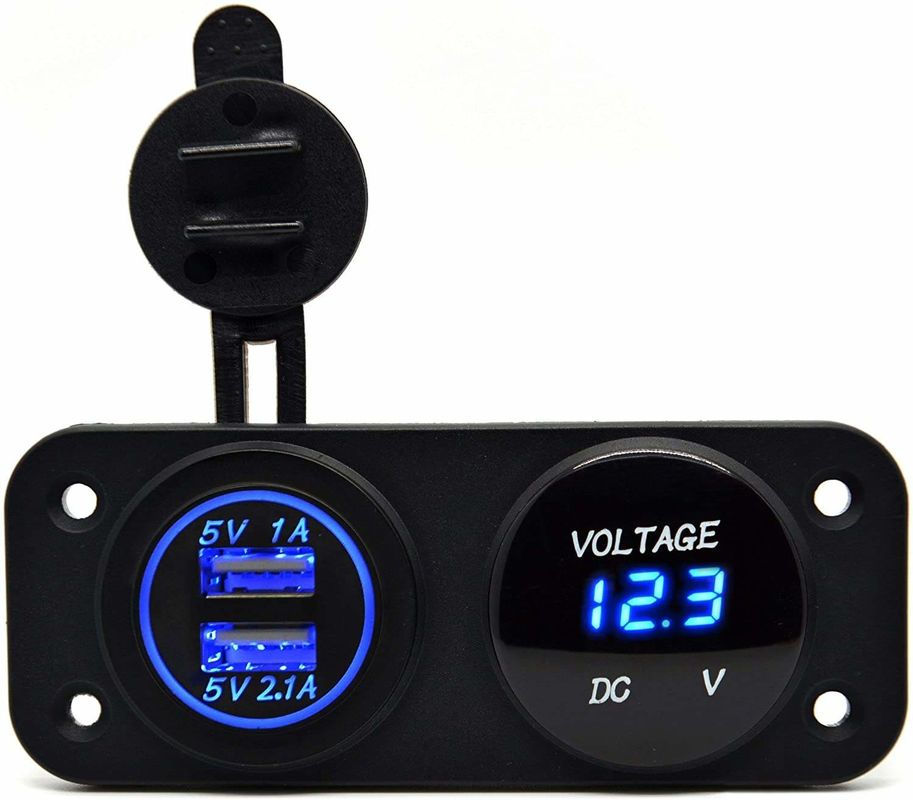 DC 12V 24V LED 디지털 볼트 미터 듀얼 USB 소켓 전원 소켓 패널 3.1A 충전기