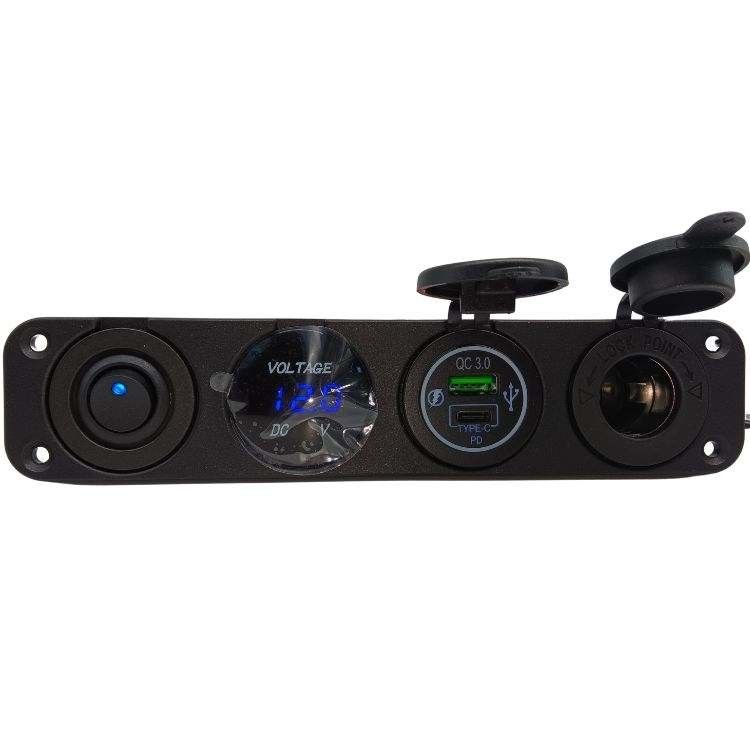 4 In 1 자동차 볼트 미터 듀얼 USB 12V 자동차 담배 라이터 전압 미터 스위치