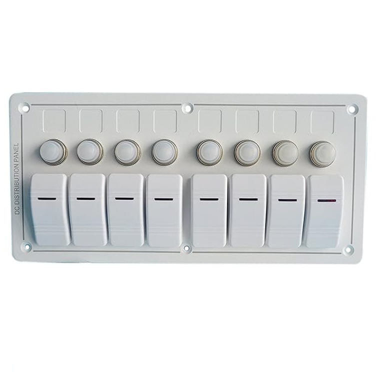 12-24V 6 갱 보트 스위치 패널 블루 LED 로커 켜고 끄는 옵션 서킷 브레이커