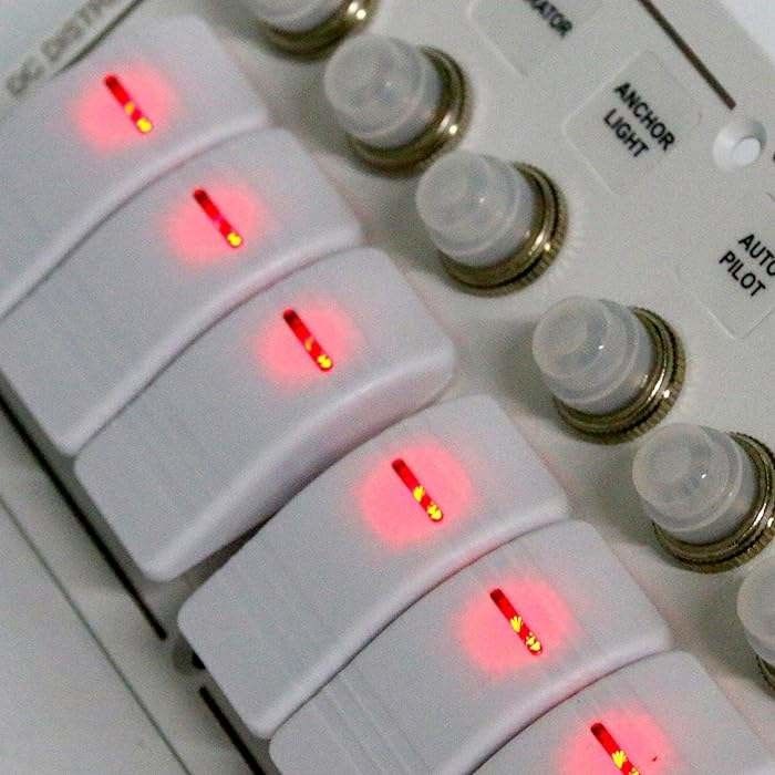 12-24V 6 갱 보트 스위치 패널 블루 LED 로커 켜고 끄는 옵션 서킷 브레이커