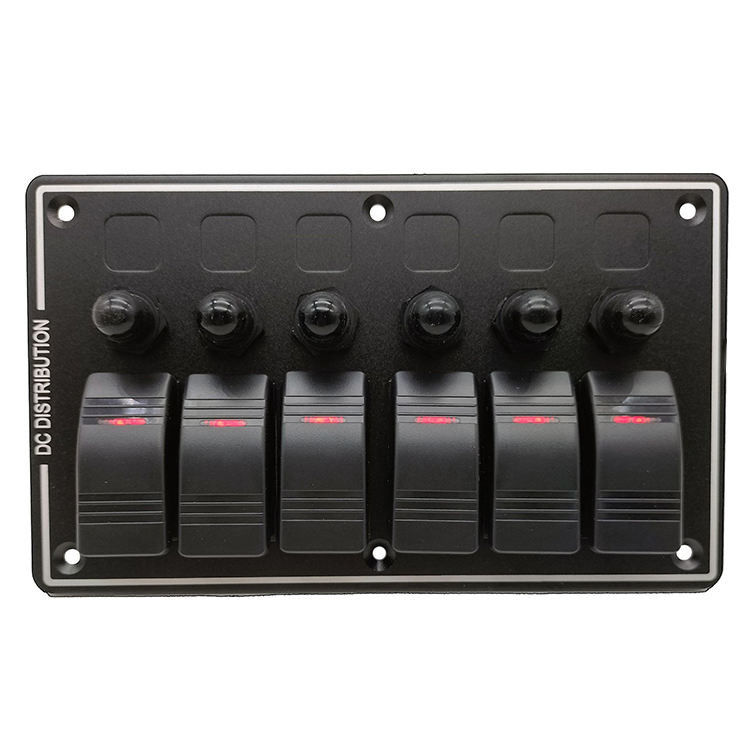 DC 12V 6 밴드 로커 스위치 패널