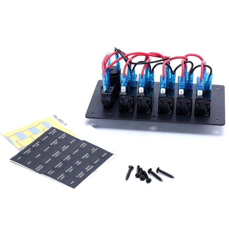 DC 12V 6 밴드 로커 스위치 패널