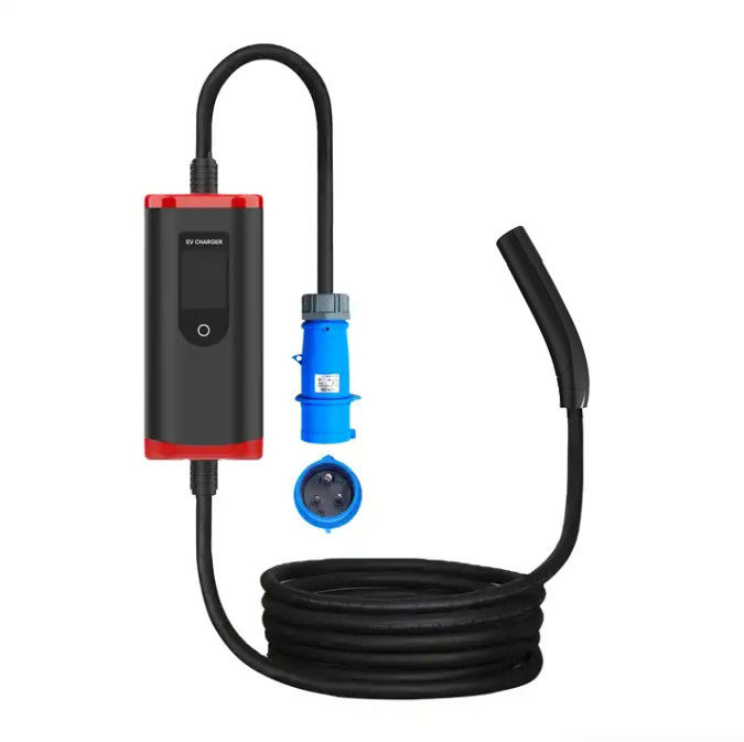 타입2 테슬라 NACS 32A 7Kw Ev 충전소 화면 조절이 가능한 휴대용 EV 충전기